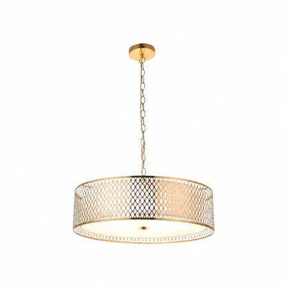 Liorin Geometrische Pendelleuchte – Moderne Pendelleuchte mit filigranem Metall- und Stoffschirm für den Innenbereich
