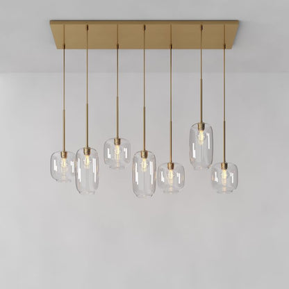 Lumivelle Sculptural 7-Light Chandelier – Adjustable Height Modern Glass Pendant
