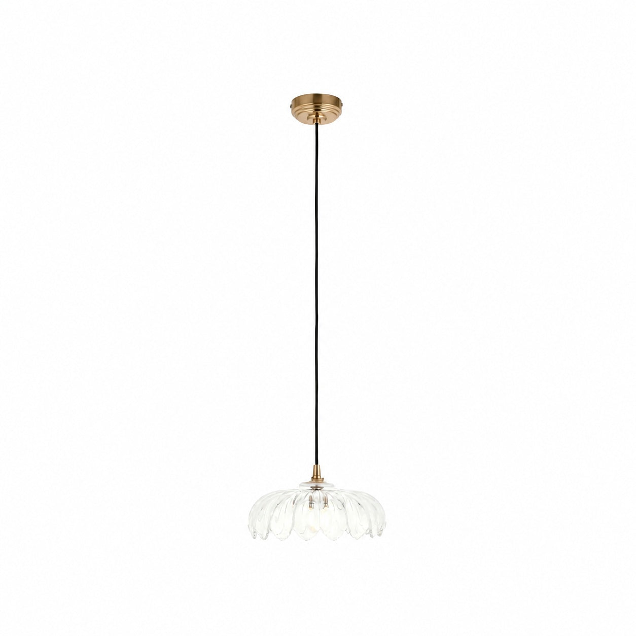 Floriaxis Floral Glass Pendant Light — Floral Glass Shade with Braided Cable for Kitchen or Dining