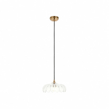 Floriaxis Floral Glass Pendant Light — Floral Glass Shade with Braided Cable for Kitchen or Dining