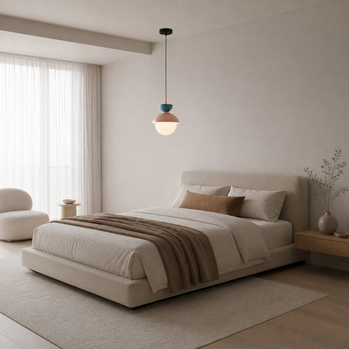 Frovela Nordic Macaroon Pendant Lamp with Globe Design – Aluminum Lighting for Bedroom or Living Room