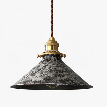 Distressed grey white cone pendant lamp on white background