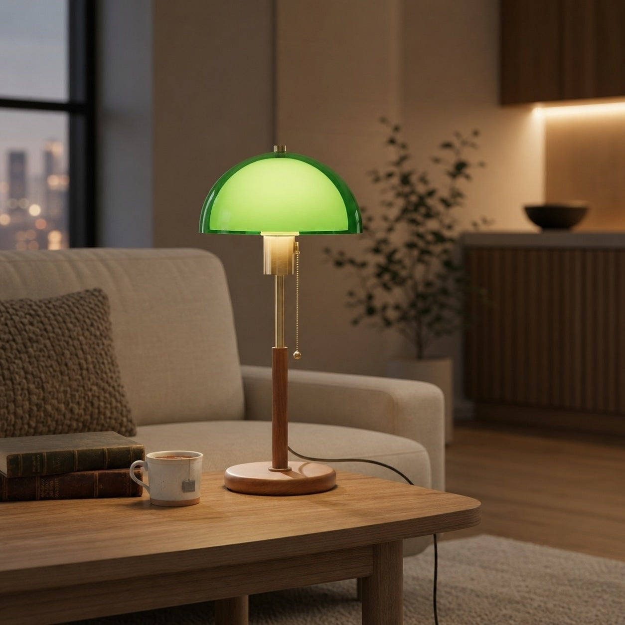 Afterglow Table Lamp Rounded Shade Bedside Accent Table Lamp - Modern Retro Style for Bedroom