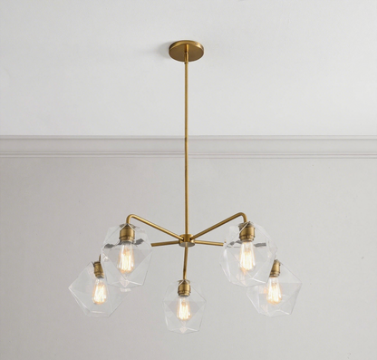 Talvior Sculptural 5-Light Chandelier - Faceted Design, Modern Finishes - Illuminate Spaces