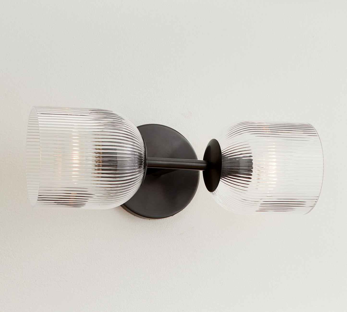 Bravira Ribbed Glass Sconce - Metal Wall Light with Clear Glass Shade