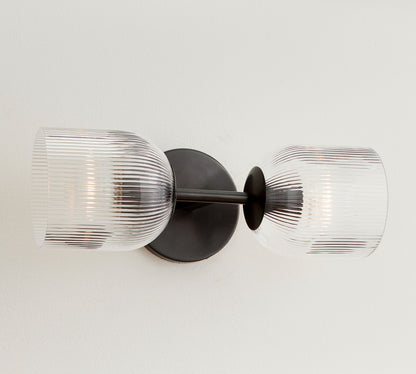 Bravira Ribbed Glass Sconce - Metal Wall Light with Clear Glass Shade
