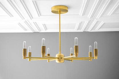 Mobilux Line Modern Chandelier - 8 Arm Mid Century Hanging Light
