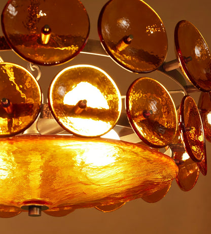 Lorenzo Halo Disc Vintage‑Modern Chandelier – Dining Room Statement Light