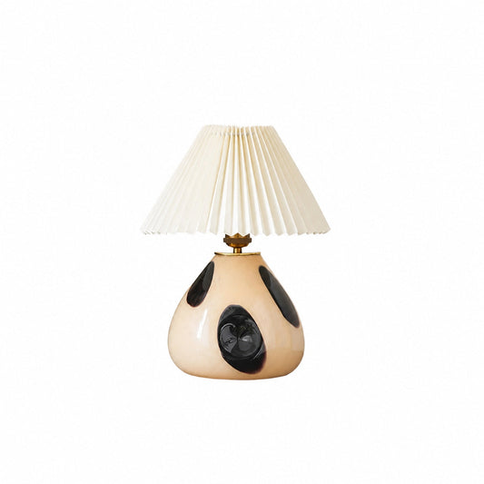 Undara Table Lamp - Pleated Fabric Shade Glass-Base Decorative Lamp for Living Room