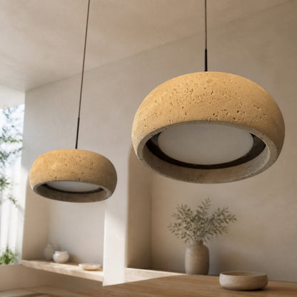 Travertine Drum Pendant Lamp