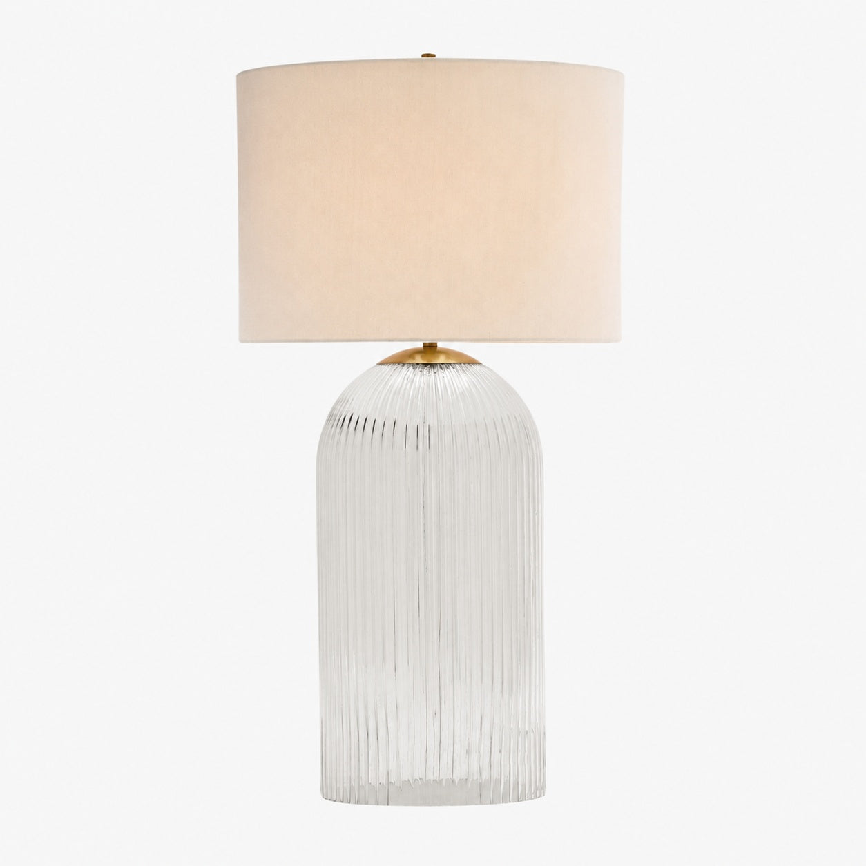 Bravira Strukturierte Glas Tischlampe mit klarer Leinen Schirm in zeitgemäßem Design für Wohnzimmer oder Homeoffice