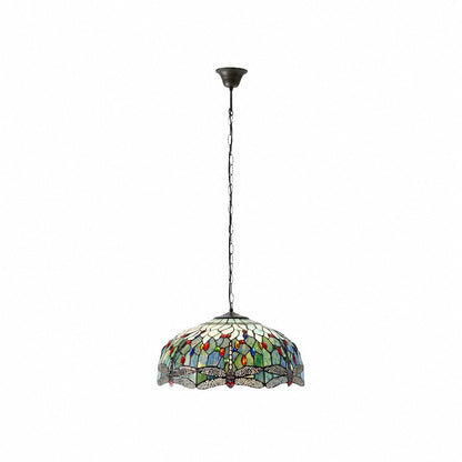 TF Dragonfly Blue Tiffany-Deckenleuchte – Jugendstil-Pendelleuchte aus Buntglas für Wohnzimmer