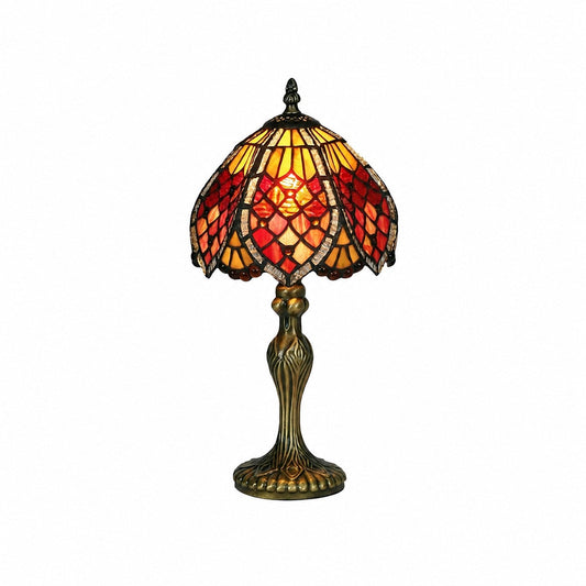 TF Orsino Art Deco Table Lamp - Handcrafted Stained Glass Art Lamp in Vintage Style for Elegant Interiors