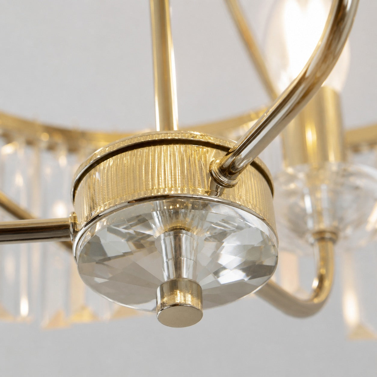 Beveline 3 Light Round Semi Flush - Faceted Cut Glass Shade Metal Finish for Hallways and Bedrooms