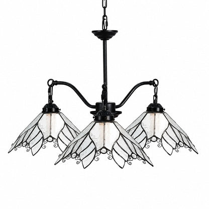 Four-Light Stained Glass Chandelier
