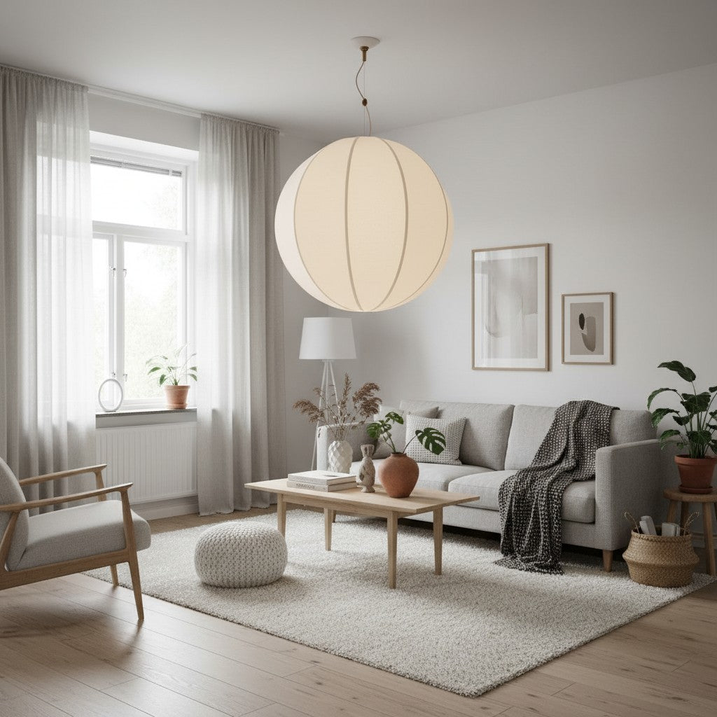 Alvian Adjustable Pendant Light with Linen Shade for Dining Room and Kitchen Island