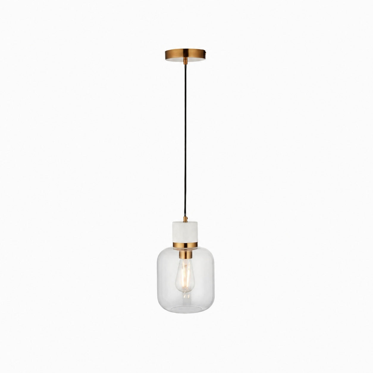 Korlisse Pendelleuchte aus Naturstein und Glas – Stilvolle Lampe für Wohnzimmer oder Lounge