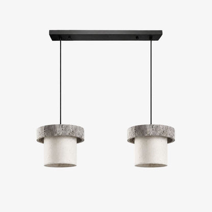 Style D gray travertine stone pendant light with two heads