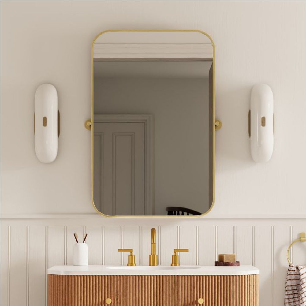 Ferosa Elegant Boat-Shaped Wall Lamp – Brass Finish with Milk Glass Linear Design