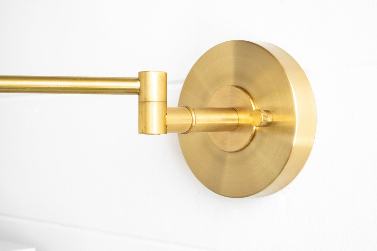 Ornato Brass Swing Arm Wall Sconce with White Cloth Shade for Bathroom Vanity or Hallway