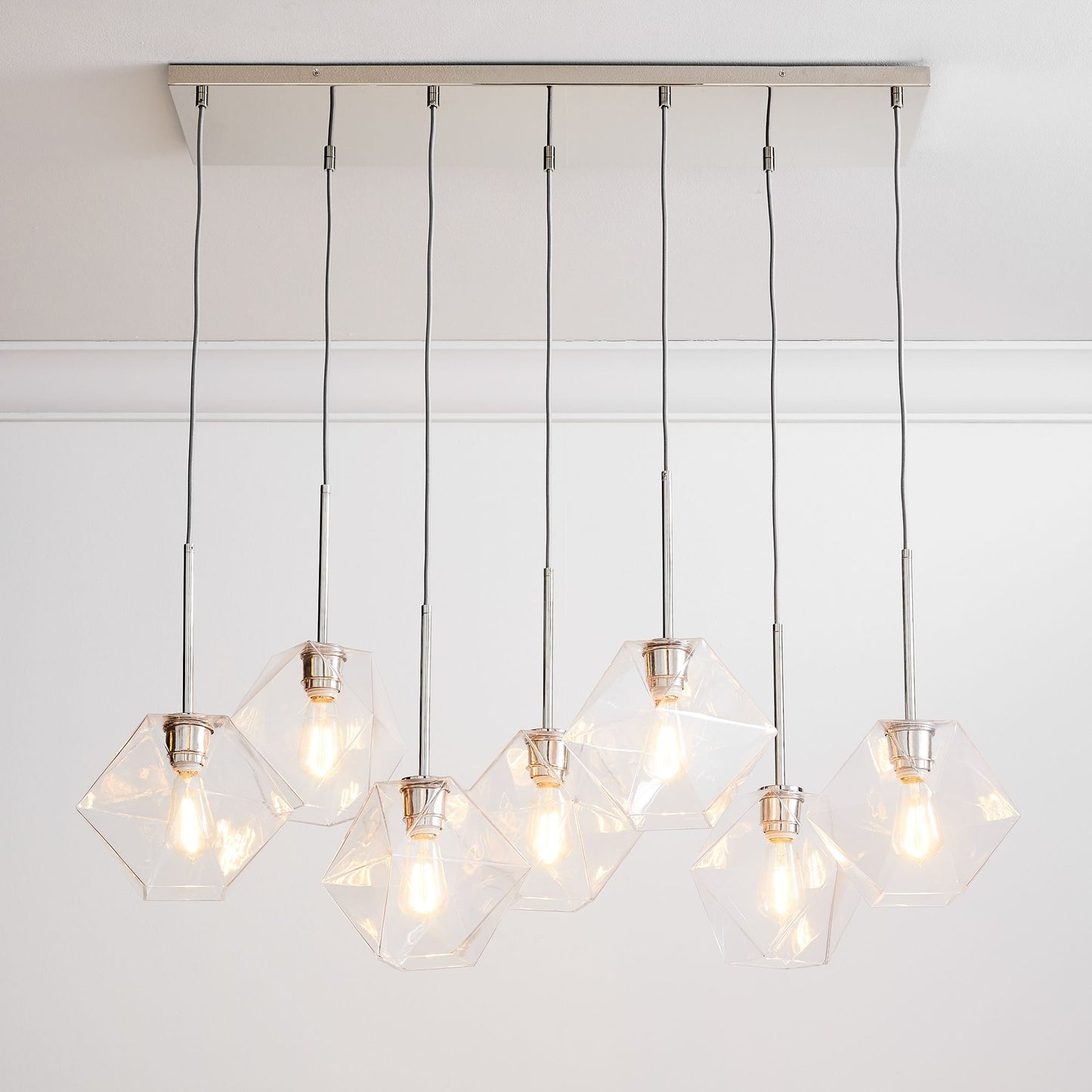Talvior Luminous Geometric 7-Light Faceted Glass Chandelier