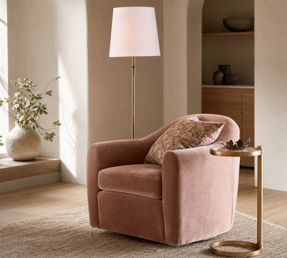 Rowan Schlanke Articulating Floor Lamp mit Leinenlampenschirm für fokussiertes Licht