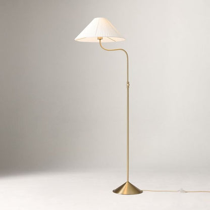 Fibura Modern Linen-Shade Adjustable Floor Lamp with Sleek Metal Arc for Living Rooms and Bedrooms