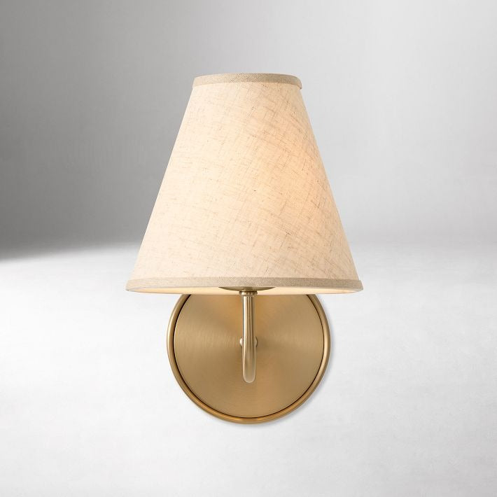 Fibura Contemporary Metal Sconce with Soft Linen Shade Subtle Silhouette for Living Rooms and Corridors