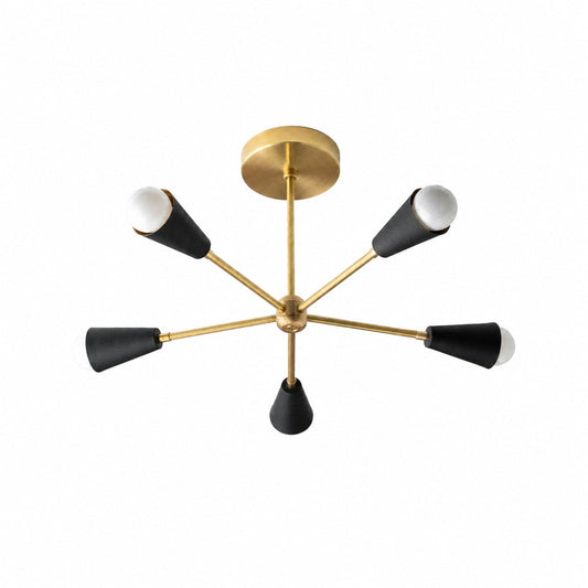 Pyralis Cone Semi Flush Messing Kronleuchter - Gold Moderne Sputnik Leuchte
