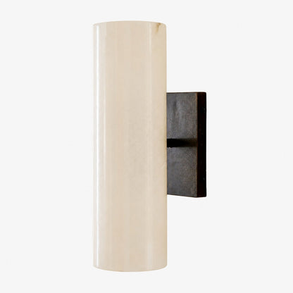 Wolvina Natural Marble Tube Sconce with Sleek Metal Details