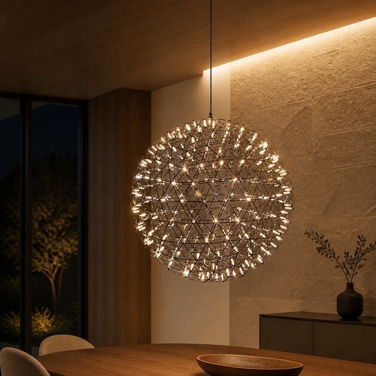 Silver Spark Ball Pendant Light