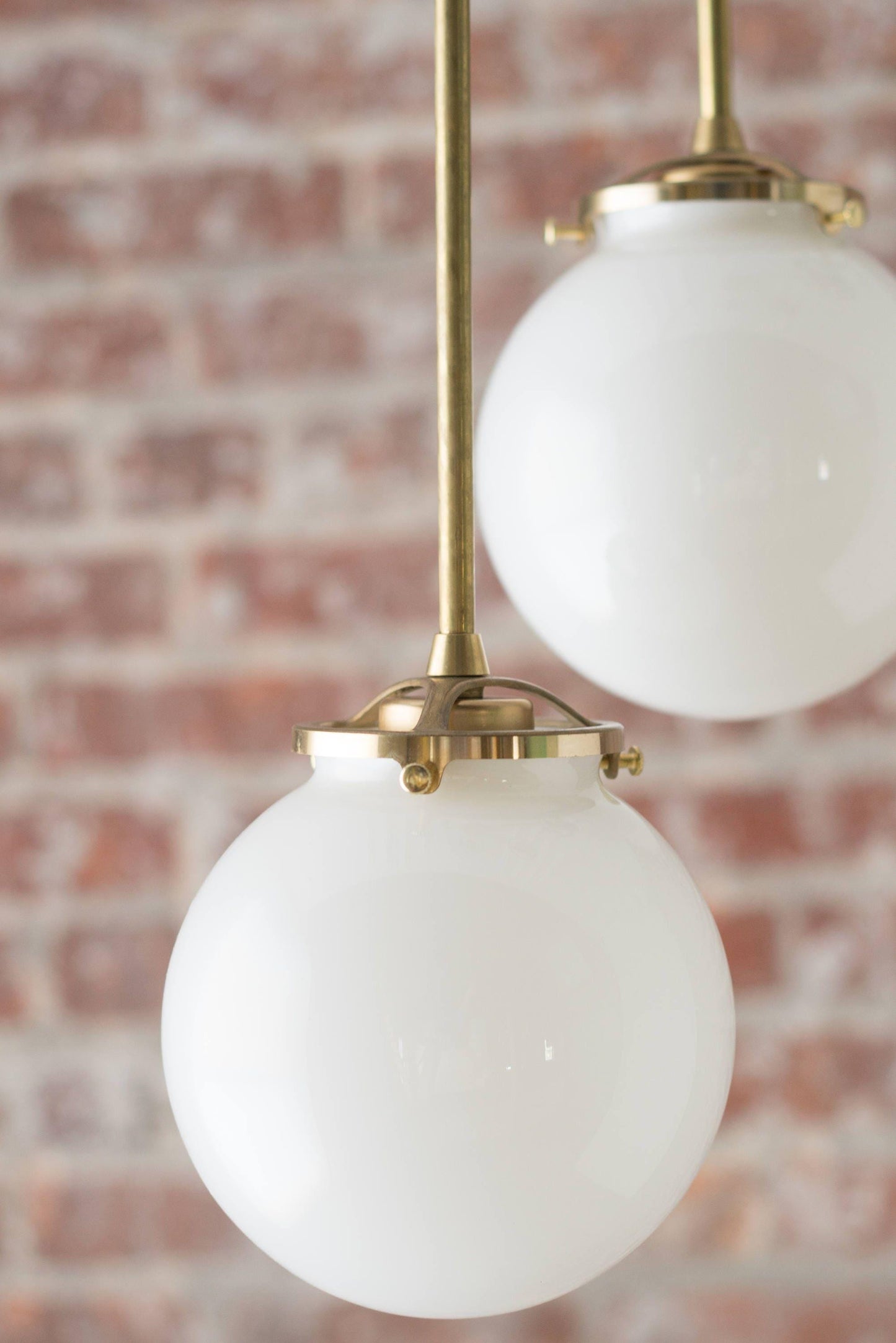 Glorica Glass 5 Globe Chandelier - Brass and Opal Glass Vintage Pendant Light