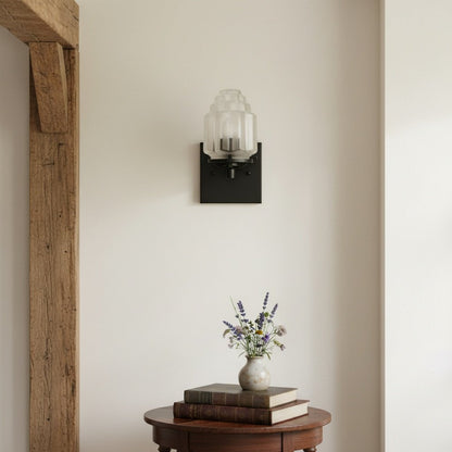 Tierlux Glass Art Deco Wall Sconce - Glass Frosted Globes with Skyscraper Globe