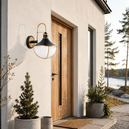 Black and Gold Outdoor Wall Lantern