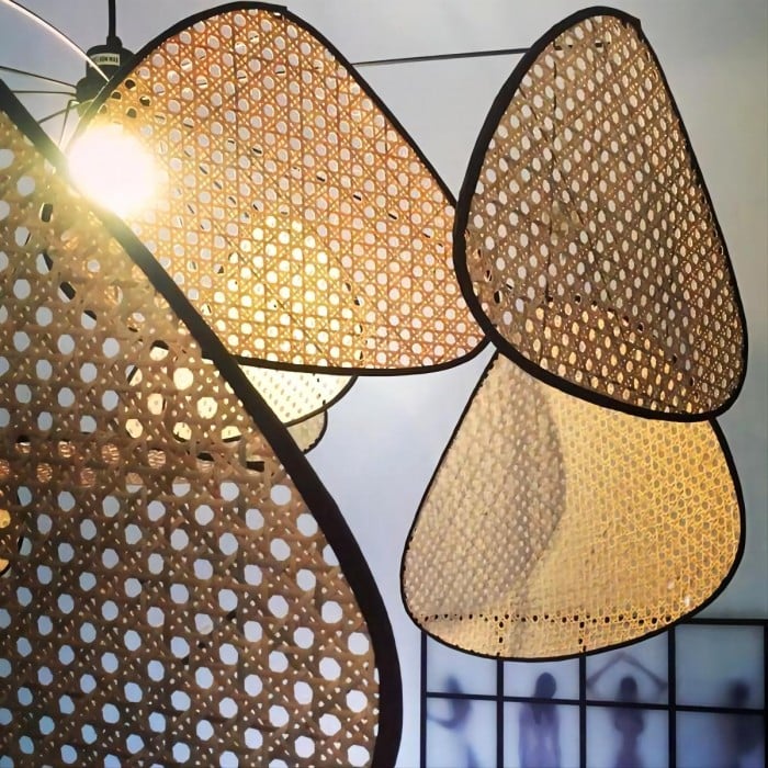 Rivana Modern Woven Rattan Chandelier – Metal Bamboo Pendant Light for Kitchens and Lounges N41