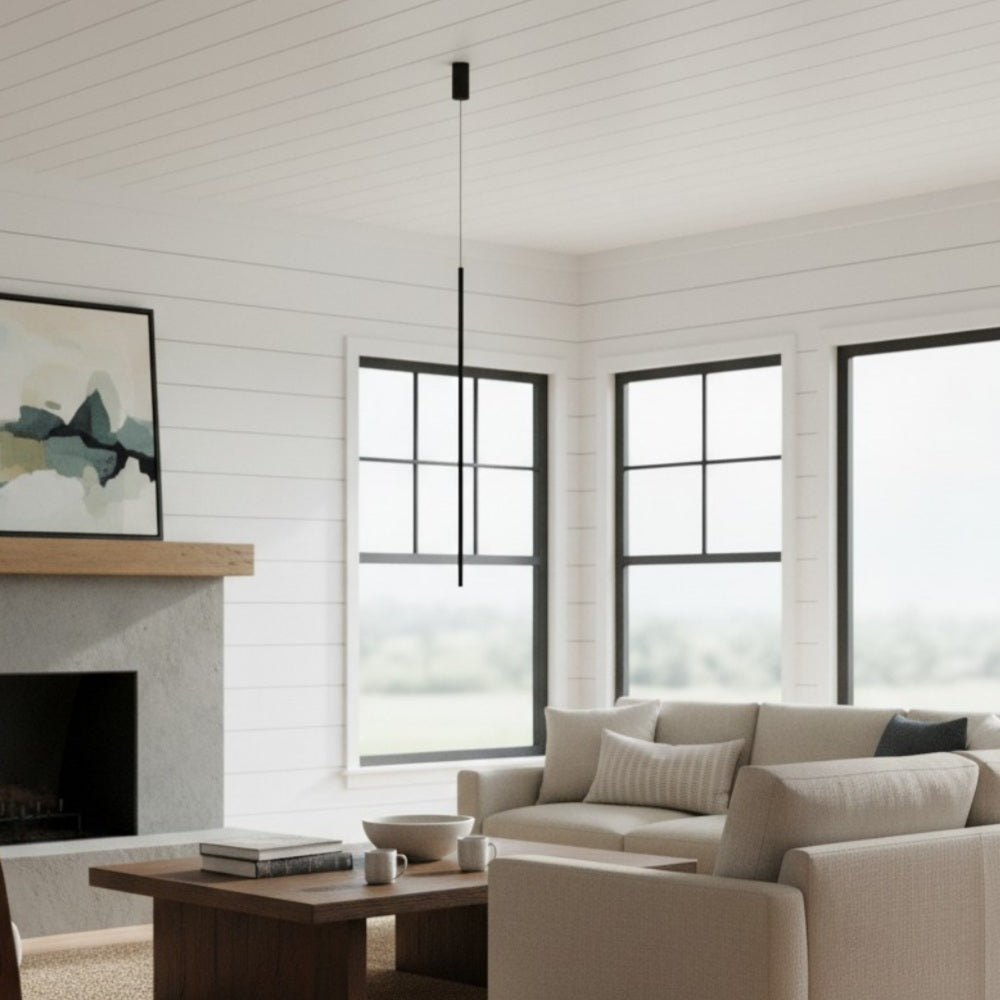 Vectra Slim Industrial Pendant Light - Contemporary Ceiling Fixture for Living Room and Bedroom