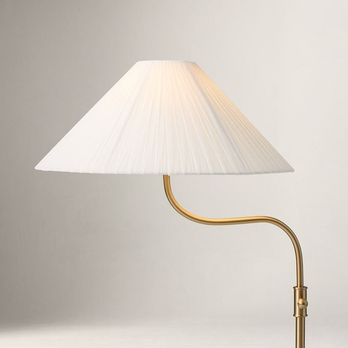 Fibura Modern Linen-Shade Adjustable Floor Lamp with Sleek Metal Arc for Living Rooms and Bedrooms