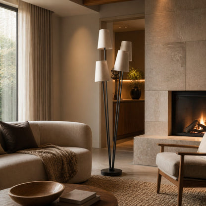 Duova 4 Light Floor Lamp – Fabric Shade Floor Lamp for Reading Corners or Living Spaces