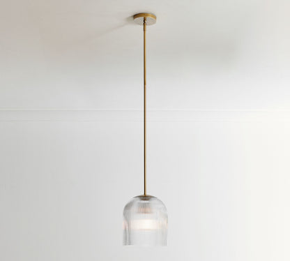 Bravira Ribbed Glass Pendant Light - Elegant Kitchen Island Lamp