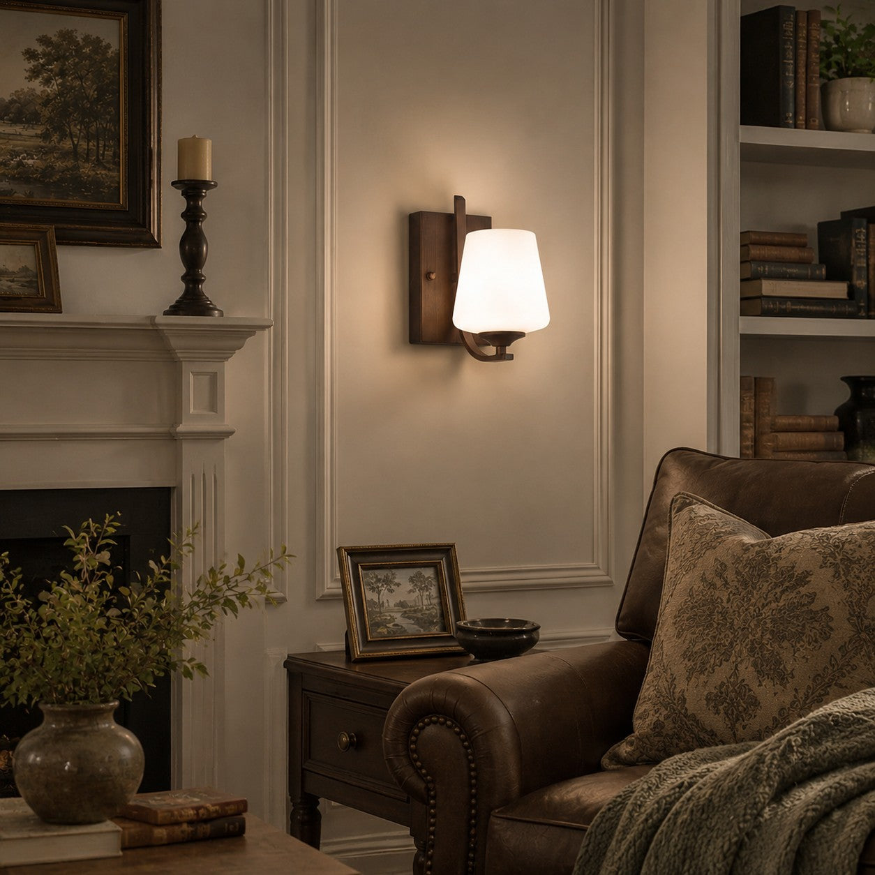 Warm accent lighting in living room scene