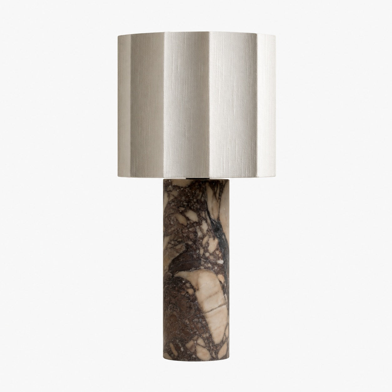 Cavilon Table Lamp with Fan-Shaped Linen Shade - Stone Finishes Suitable for Living Rooms