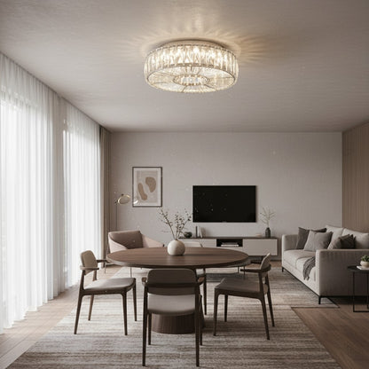 Clereon Elegant Round Flush Mount Ceiling Light – Modern Glass Design for Living Room