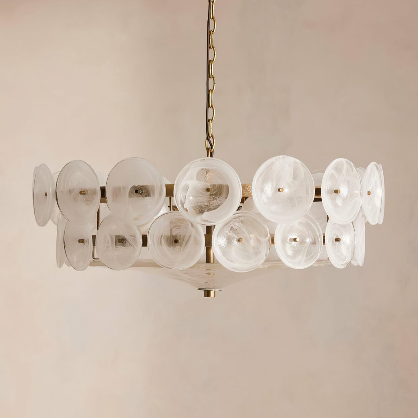 Lorenzo Halo Disc Vintage‑Modern Chandelier – Dining Room Statement Light