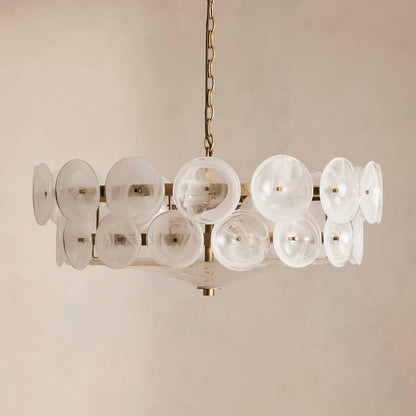 Lorenzo Halo Disc Vintage‑Modern Chandelier – Dining Room Statement Light