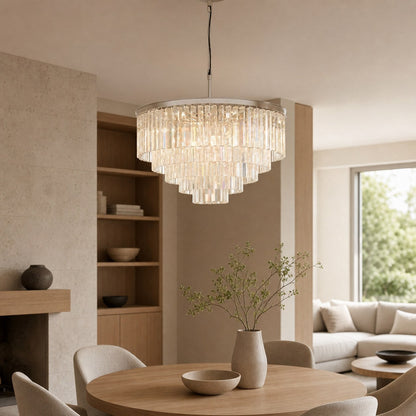Aurevon Crystal Prism Metal Frame Modern Ceiling Chandelier for Home and Hotel