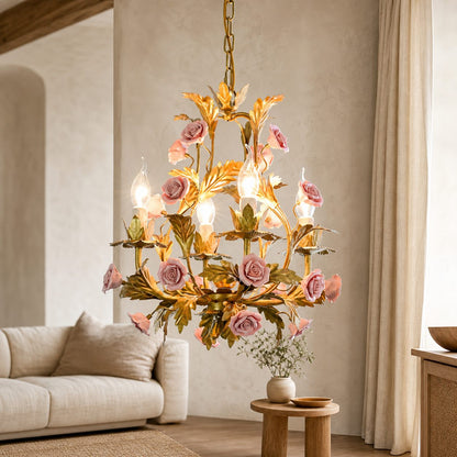Ceramic Rose Chandelier