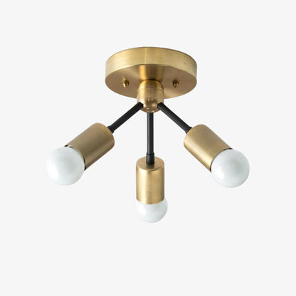 Mobilux Line Modern Brass Flush Mount - Minimalist Gold Ceiling Light for Bedroom