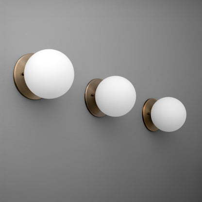 Glorica Glass Brass Wall Sconce - Frosted Globe Classic Light For Warm Ambiance