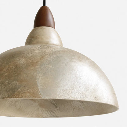 distressed pendant shade rim and curved profile detail