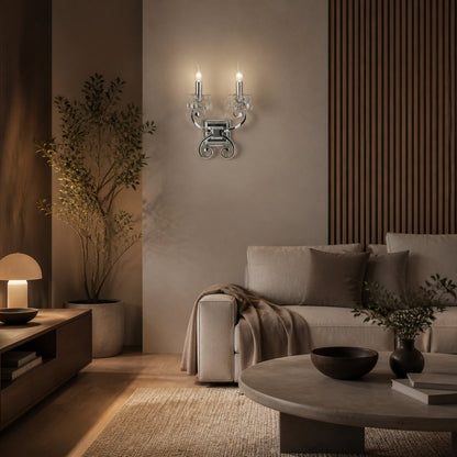 Talonis Crystal Accent Wall Light – Curved Chrome Arm Design for Living and Hallway Spaces